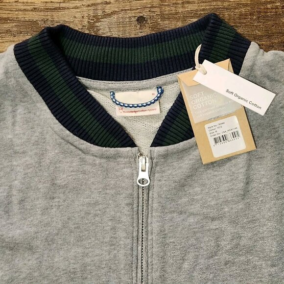 NWT Knowledge Cotton Apparel Full Zip Sweatshirt Mens M Gray Baseball Collar - Picture 4 of 11